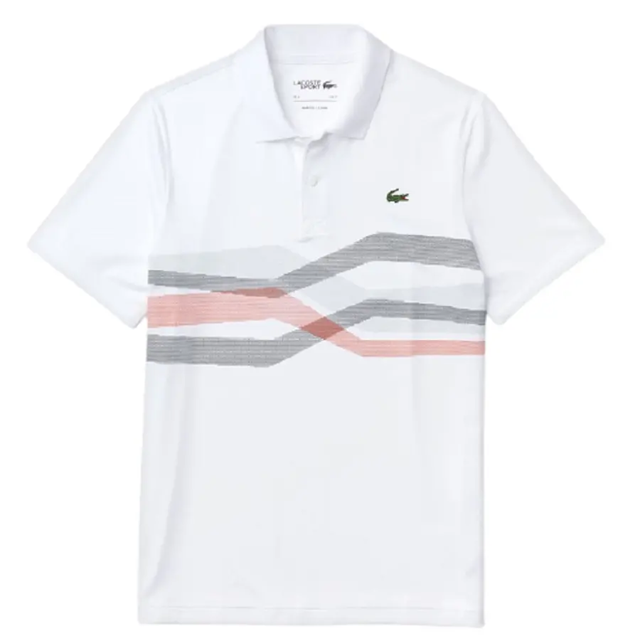 Áo Lacoste Men's SPORT Graphic Breathable Golf Polo SWX White Navy DH4761