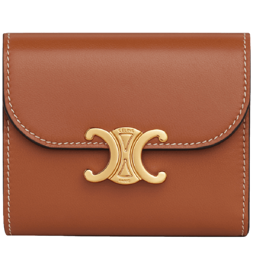 Ví Celine Small Wallet Triomphe Shiny Smooth Lambskin 'Tan' 10D783BZG-04LU