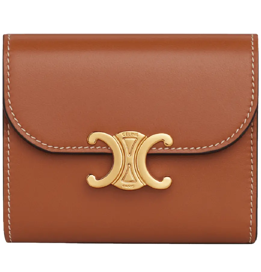 Ví Celine Small Wallet Triomphe Shiny Smooth Lambskin 'Tan' 10D783BZG-04LU