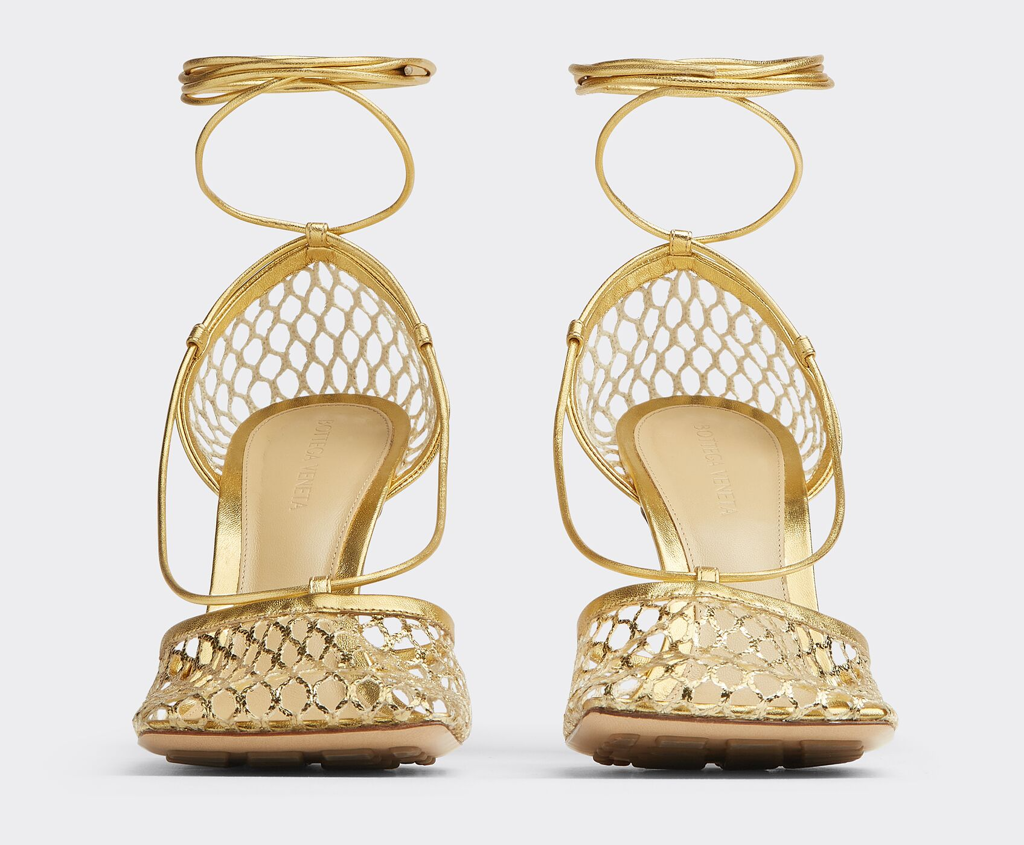 Giày Cao Gót Bottega Veneta Lace-Up Sandal 'Gold' 651388V1BT18265 - Ảnh 2