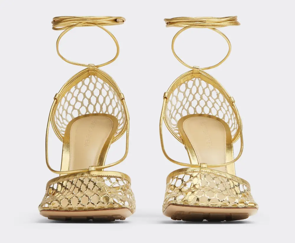 Alternative view of Giày Cao Gót Bottega Veneta Lace-Up Sandal 'Gold' 651388V1BT18265