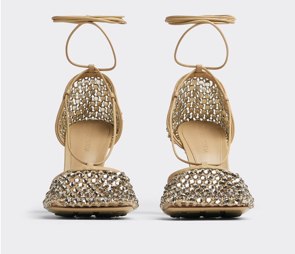 Giày Cao Gót Bottega Veneta Lace-Up Sandal 'Cane Sugar' 667206V0GU12624 - Ảnh 2