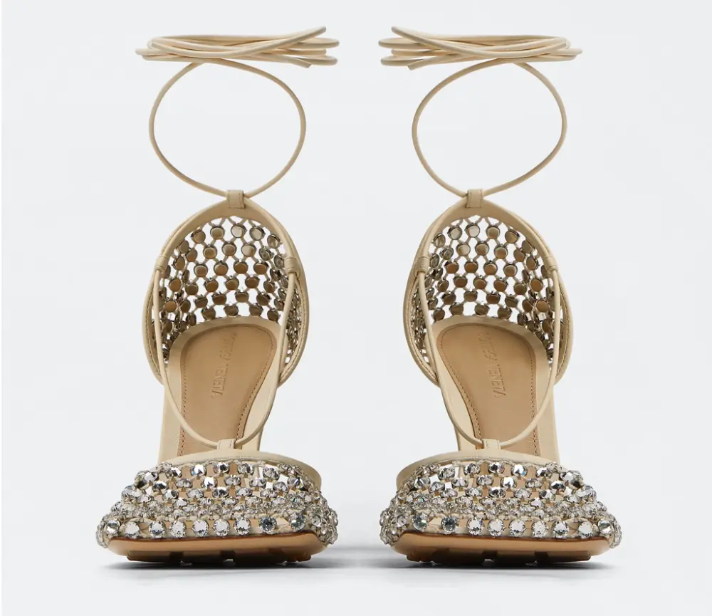 Alternative view of Giày Cao Gót Bottega Veneta Lace-Up Sandal 'Toile' 667206V0GU19215