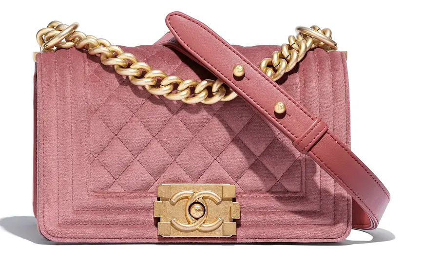 Túi Chanel Small Boy Handbag 'Velvet Gold Metal Pink' A67085-B02302-N5967