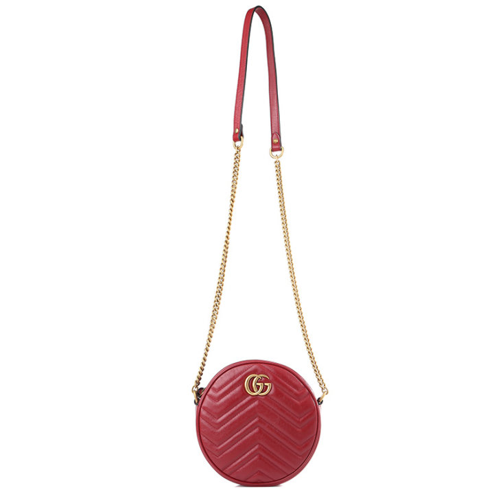Túi Gucci GG Marmont Mini Leather Round Shoulder Bag 550154 0OLET 6438 - Ảnh 3