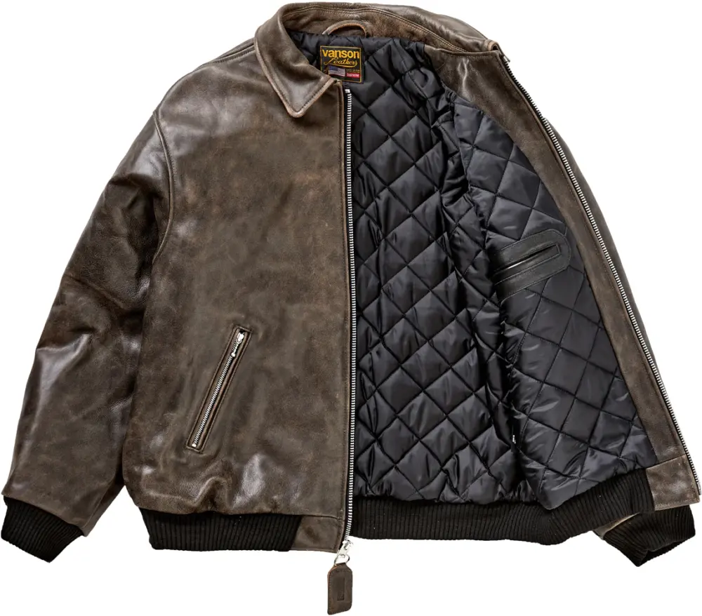 Alternative view of Áo Supreme Vanson Leathers Worn Leather Jacket 'Brown'