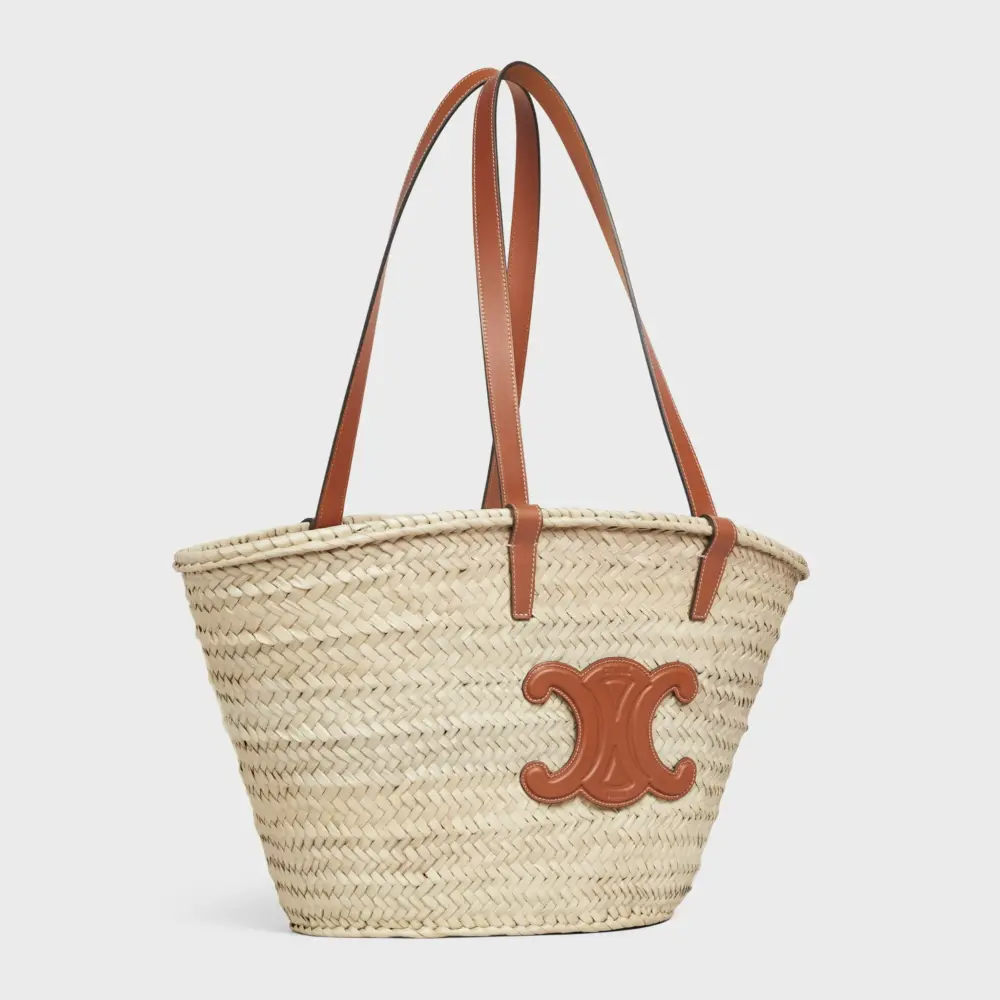 Túi Celine Medium Triomphe Classic Panier Palm Leaves 'Tan' 192622EFA-04LU - Ảnh 5