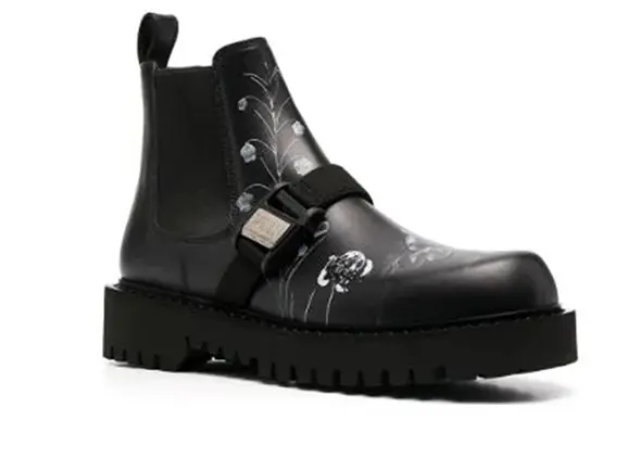 Alternative view of Giày Valentino Flower Patterns Leather Logo Boots UY0S0D90RYXAT0