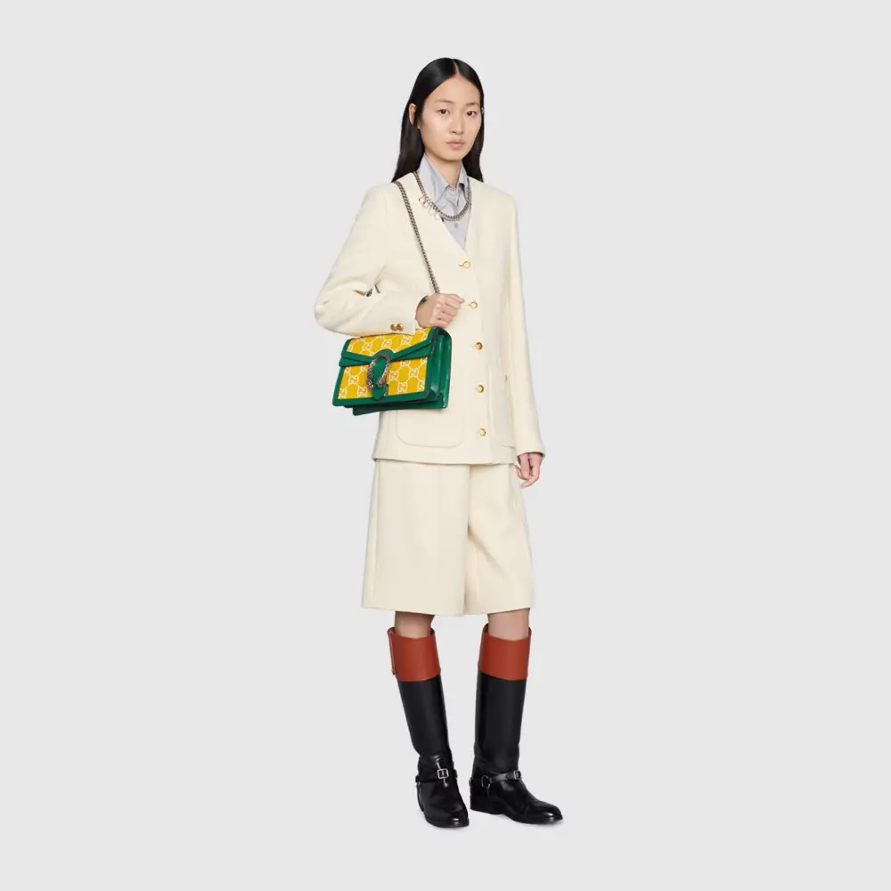 Túi Gucci Dionysus Small GG Shoulder Yellow And Green Leather 400249-UGMBN-7263 - Ảnh 5