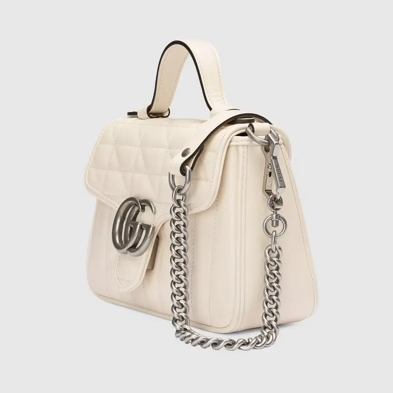 Túi Gucci GG Marmont Mini Top Handle White Leather 583571-UM8AN-9022 - Ảnh 4