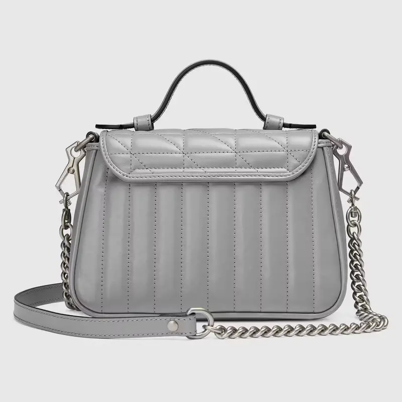Túi Gucci GG Marmont Mini Top Handle Dark Grey Leather 583571-UM8AN-1711 - Ảnh 3