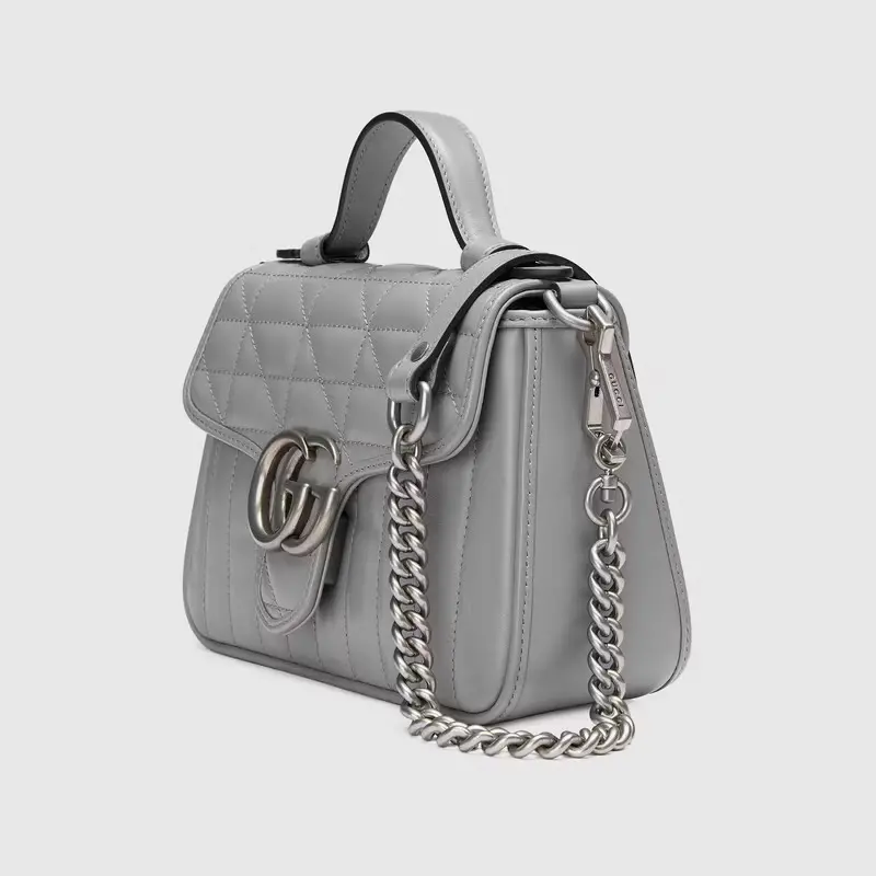 Túi Gucci GG Marmont Mini Top Handle Dark Grey Leather 583571-UM8AN-1711 - Ảnh 4