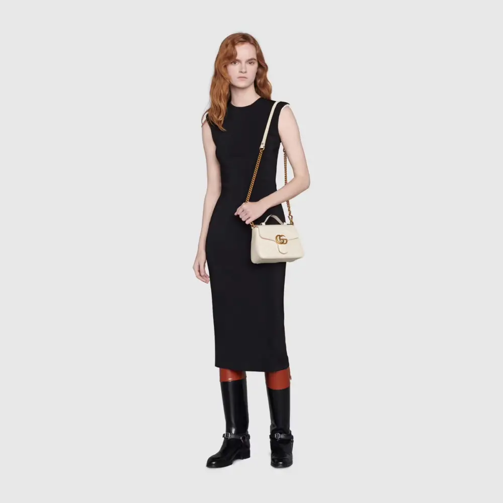 Túi Gucci GG Marmont Mini Top Handle White Leather 547260-DTDIT-9022 - Ảnh 5