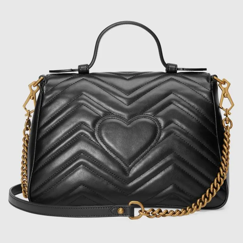 Túi Gucci Black Leather GG Marmont Small Top Handle Bag 498110 DTDIT 1000 - Ảnh 3