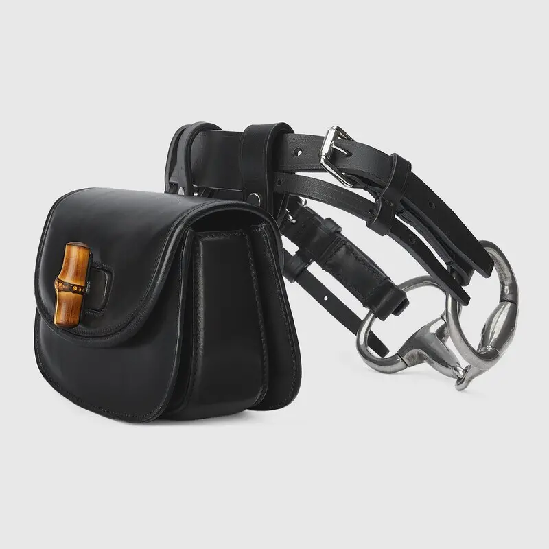 Túi Gucci Bamboo 1947 Mini Belt Bag Black Leather 681137-UN5AN-1000 - Ảnh 4