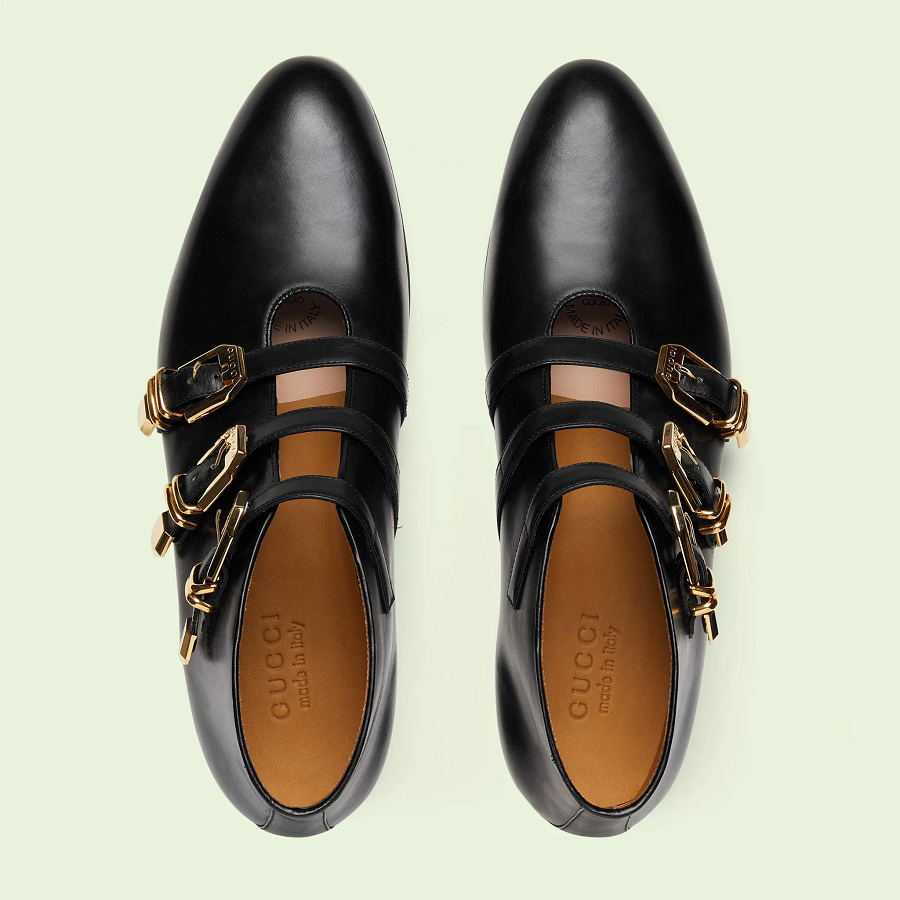 Giày Gucci Lace-up Shoes 'Black Leather' 699103-06F00-1000 - Ảnh 4