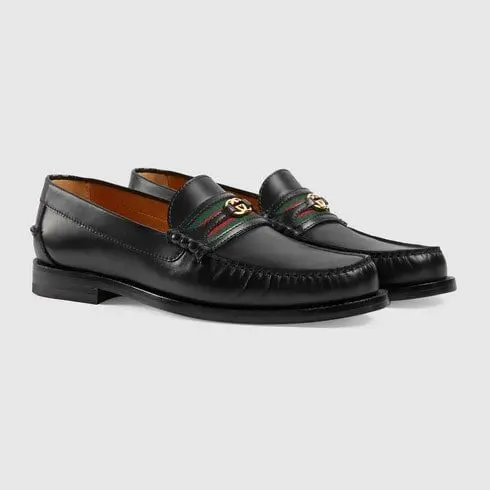 Giày Gucci Webbing Leather Loafers 644724 17X101060 6 - Ảnh 4