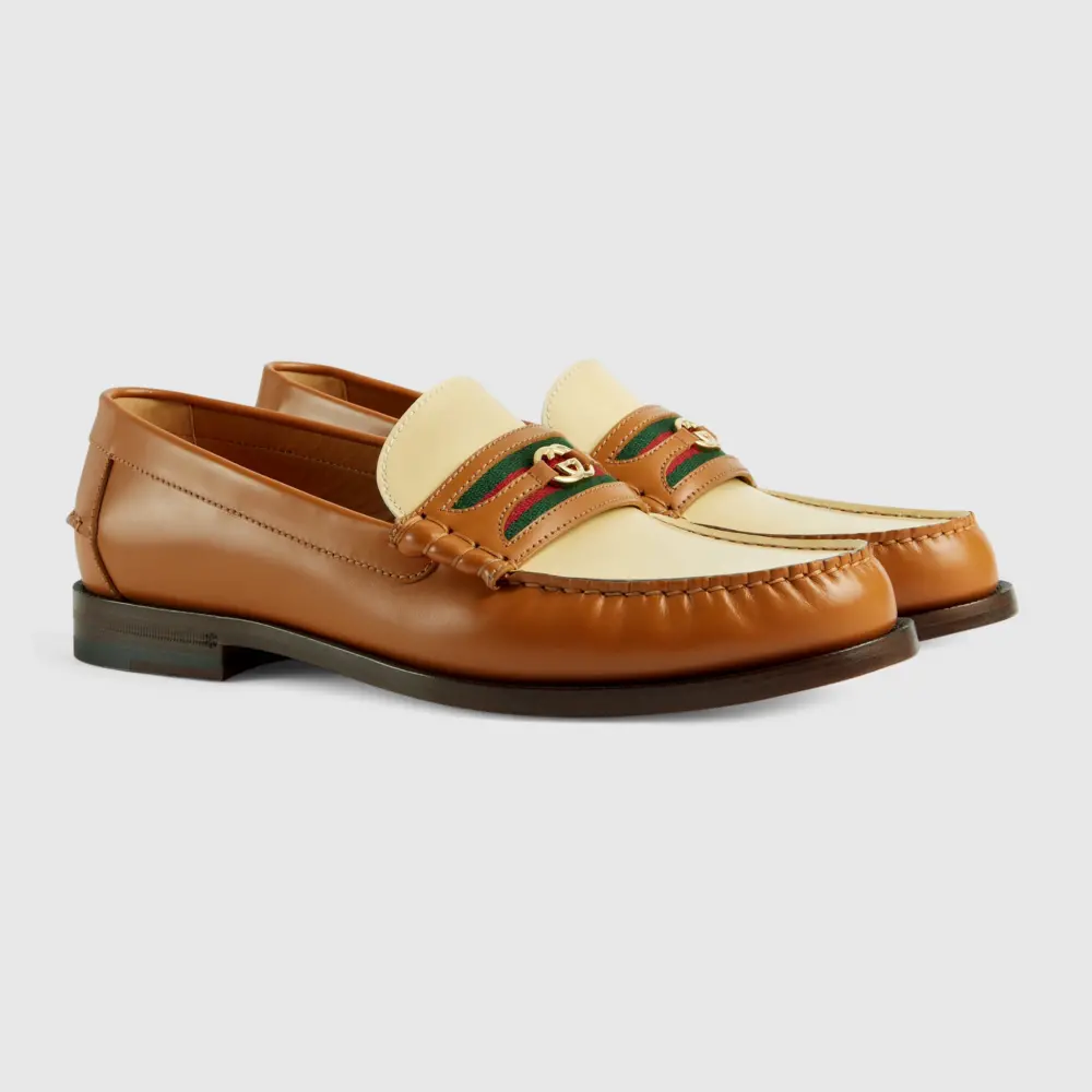 Giày Gucci Men's loafer with Interlocking G 'Cognac White Leather' 644724-17X20-2261 - Ảnh 3