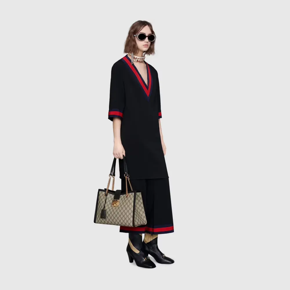 Túi Gucci Padlock Medium GG Shoulder GG Supreme Black Leather 479197-KHNKG-9769 - Ảnh 5
