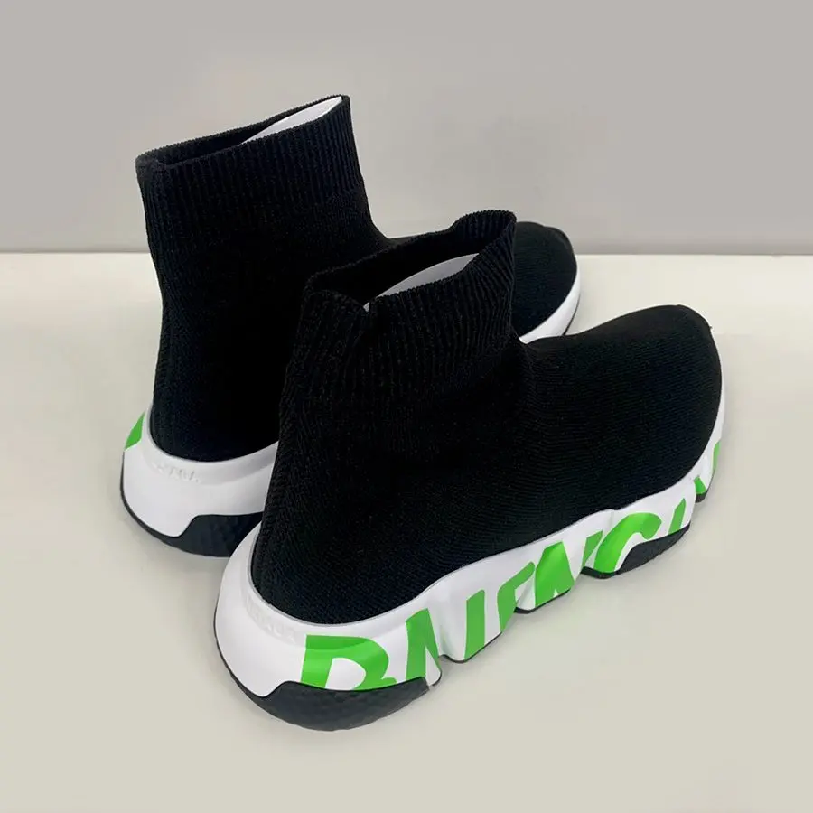 Giày Balenciaga Wmns Speed Sneaker 'Midsole Graffiti Black Fluo Green' 605942 W05GY 1935 - Ảnh 4
