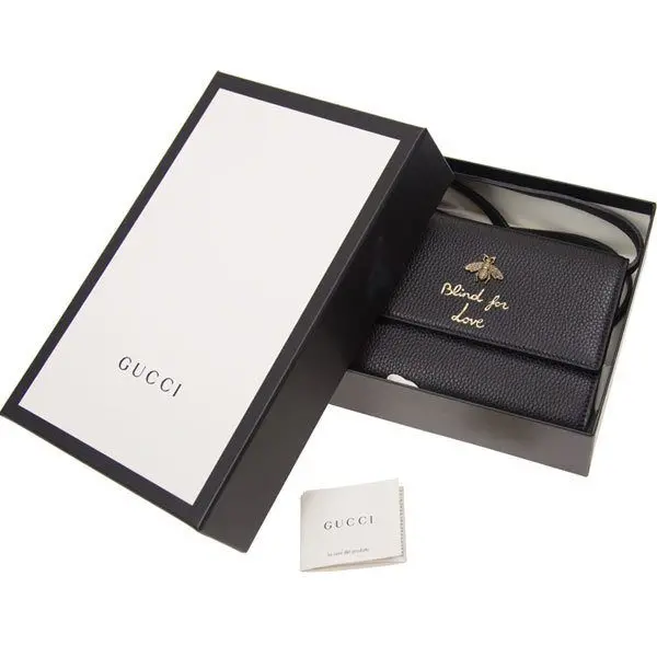 Túi Gucci Bee Leather Clutch Cross Bag 498097 A7M0T 1000 - Ảnh 5