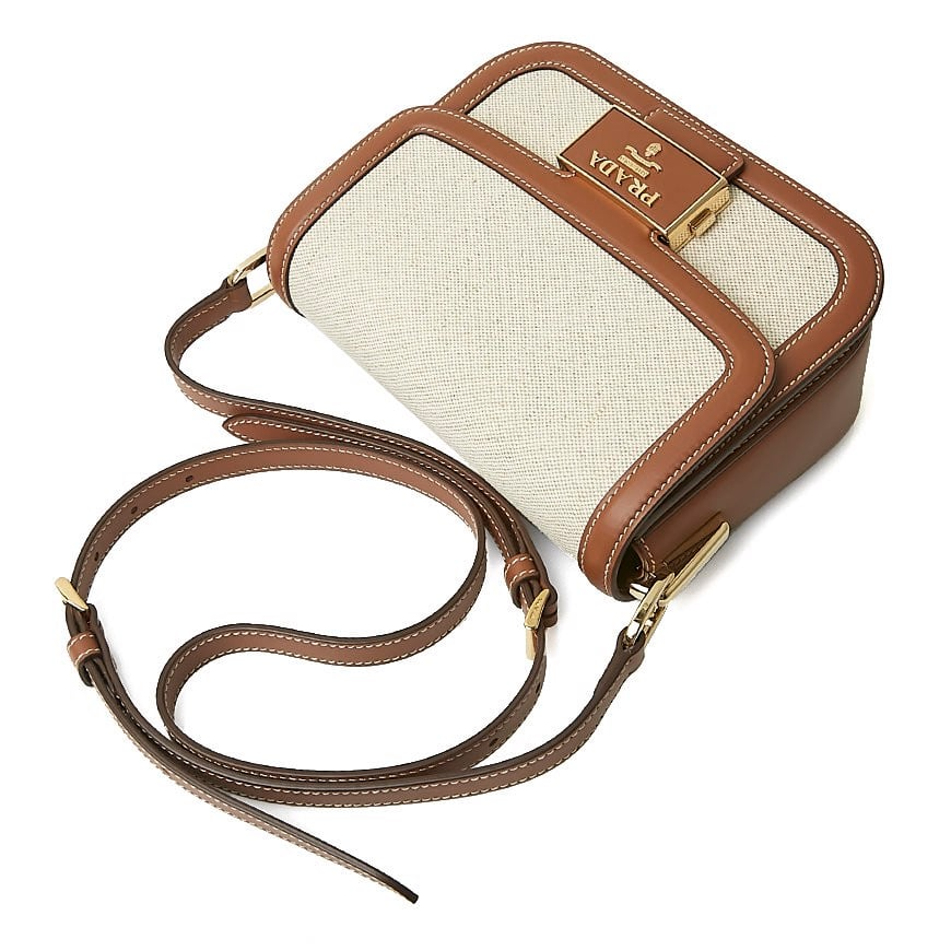 Túi Prada Emblem Linen Shoulder Bag 1BD257-2DLI-F0A5T-OUH - Ảnh 3