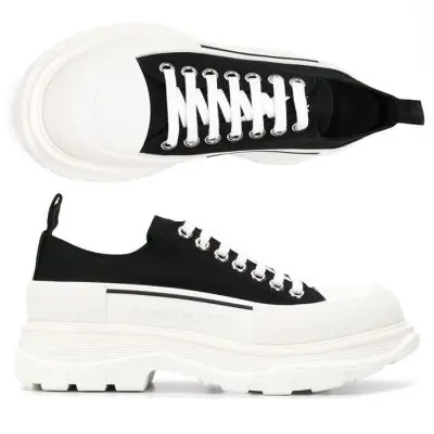 Giày Alexander McQueen Tread Slick Lace Up 'Black White' 604257-W4MV2-1070 - Ảnh 4
