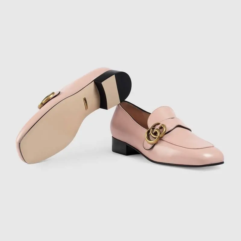 Giày Gucci Wmns Leather Loafers Moccasins Double G Pink 602496-C9D00-5909 - Ảnh 5