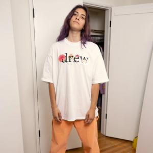 Alternative view of Áo Drew House Floral Drew SS Tee White