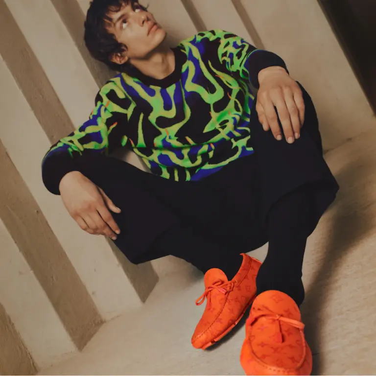 Giày Louis Vuitton Driver Moccasins ‘Orange’ 1AAF58 - Ảnh 4