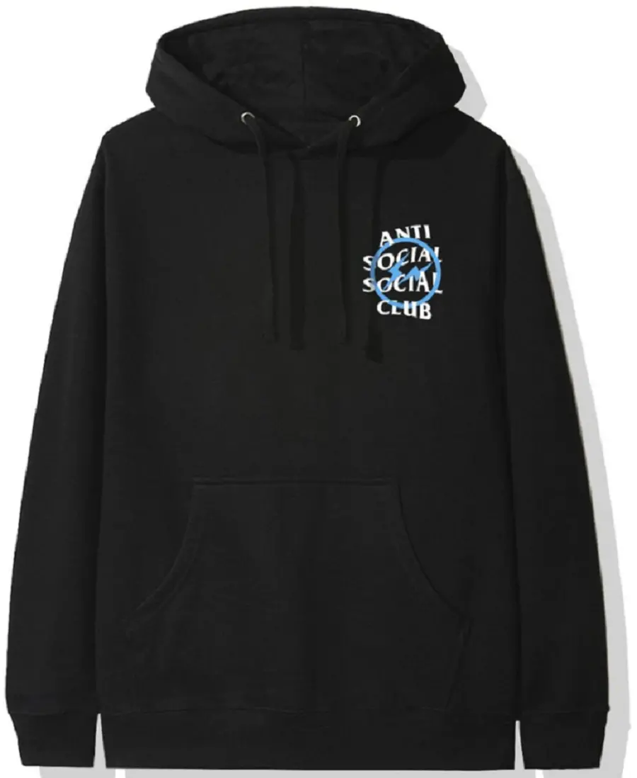 Áo Anti Social Social Club x Fragment Blue Bolt Hoodie FW19 Black ASSC-XFBBHBK