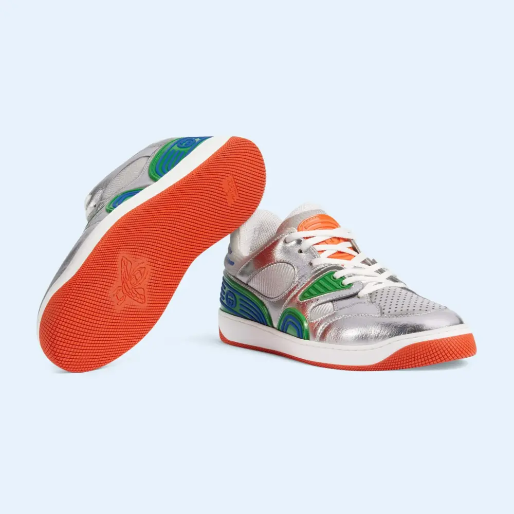Alternative view of Giày Gucci Basket Sneaker 'Silver Lamé' 722429-AAA9I-8141