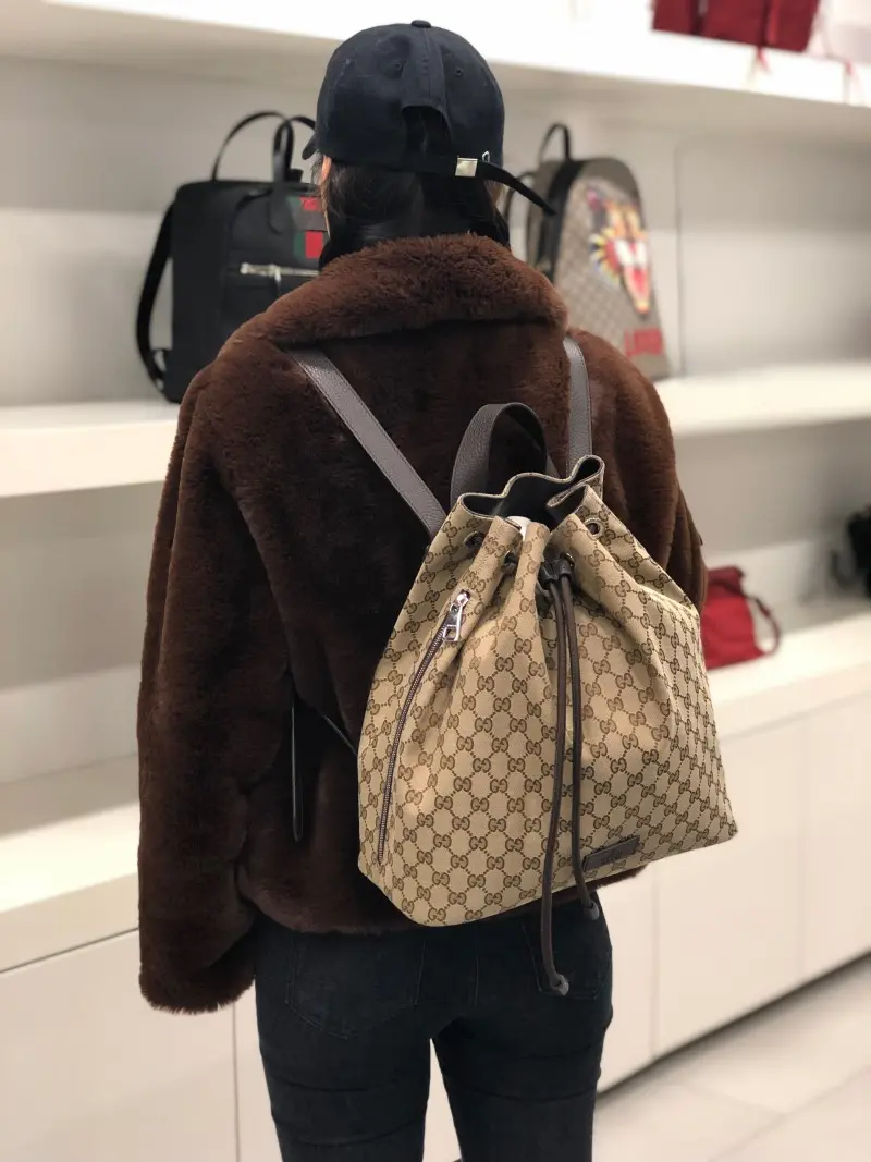 Túi Gucci GG Supreme Drawstring Backpack Brown 449175 KY9MN 9790 - Ảnh 6