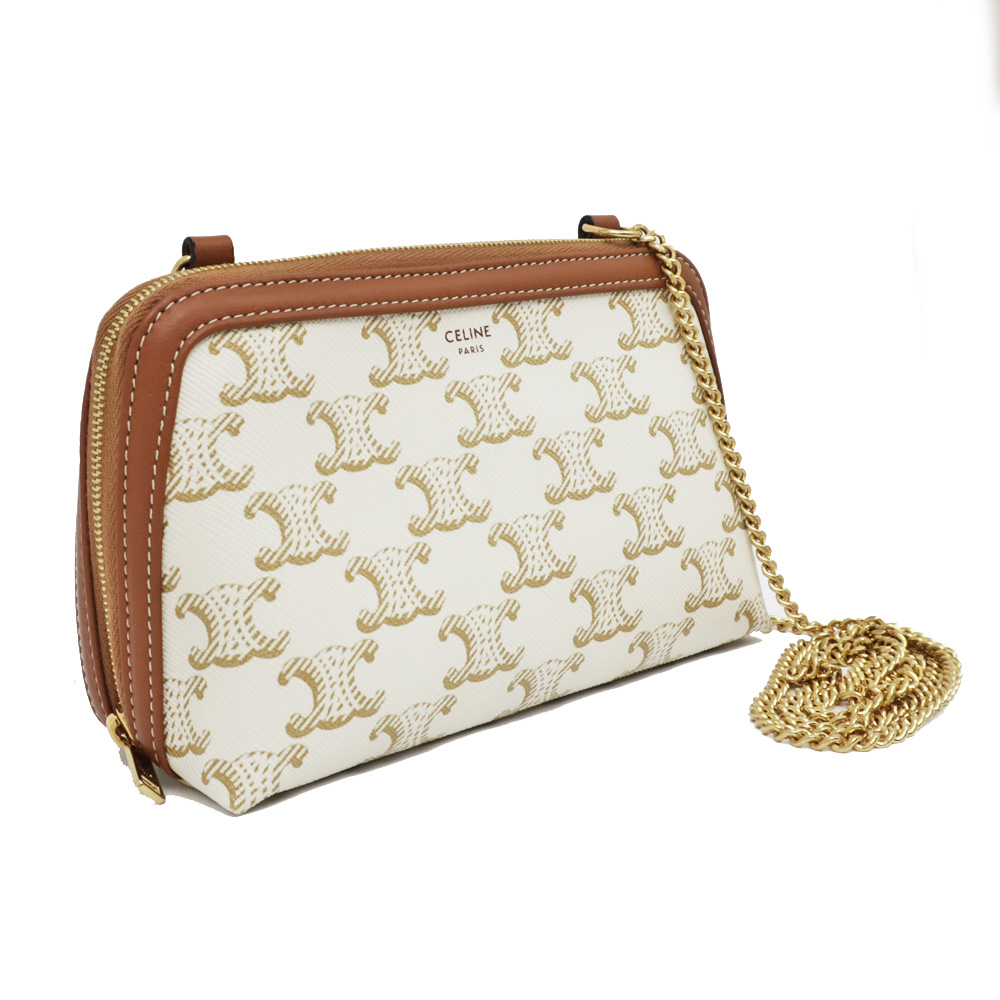 Túi Celine Clutch With Chain Canvas 'White Tan' 10E382CBX-01TA - Ảnh 3