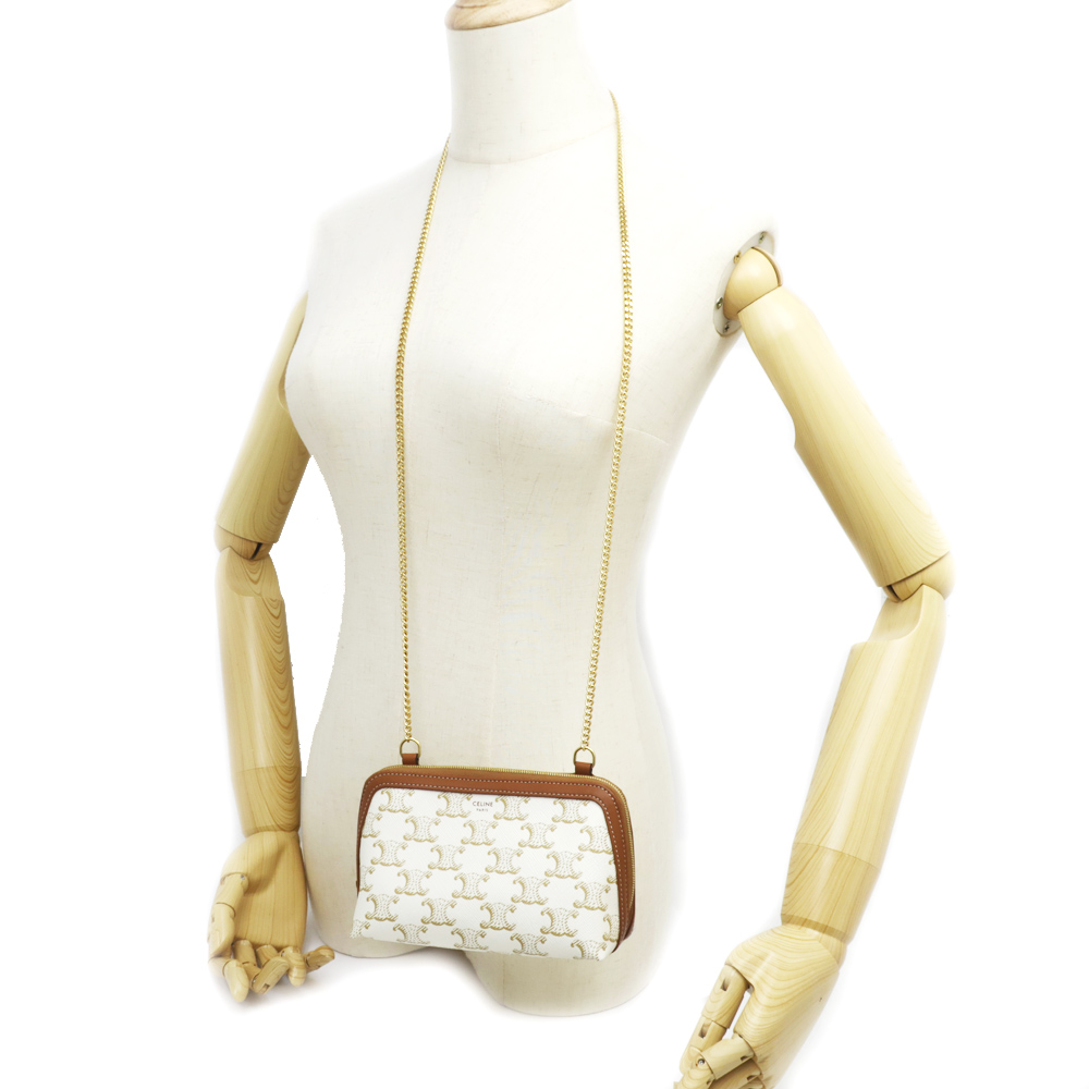 Túi Celine Clutch With Chain Canvas 'White Tan' 10E382CBX-01TA - Ảnh 4