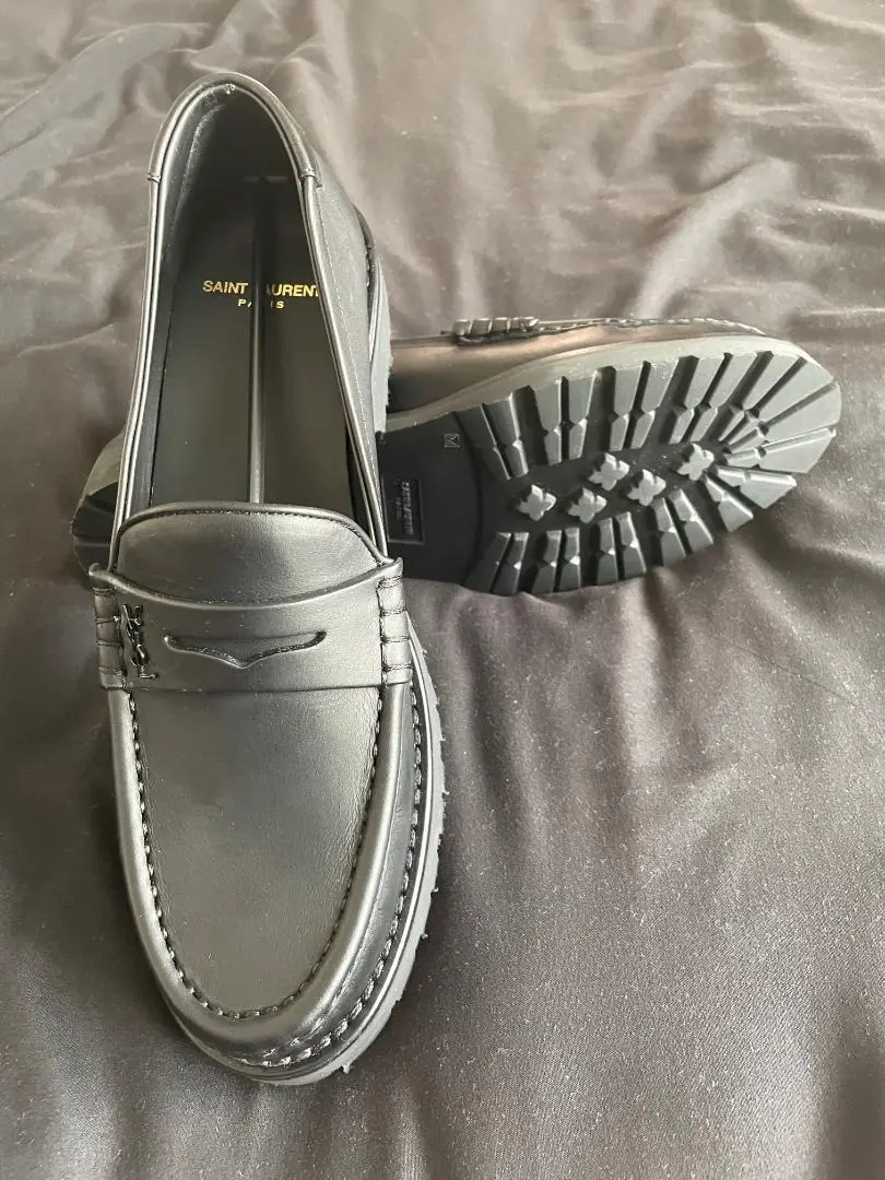 Giày Saint Laurent Le Loafer Monogram Penny Slippers 'Black' 689605AAAJ31000 - Ảnh 3