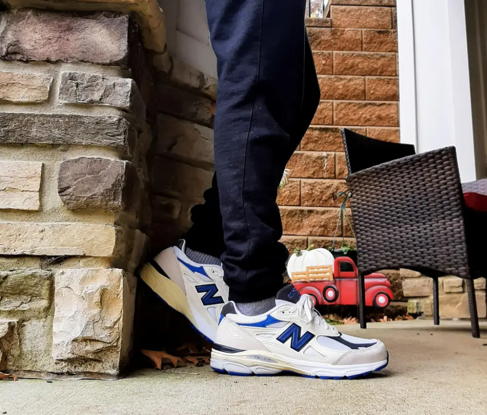 Giày New Balance In USA 990 V3 'White Blue' M990WB3 - Ảnh 6
