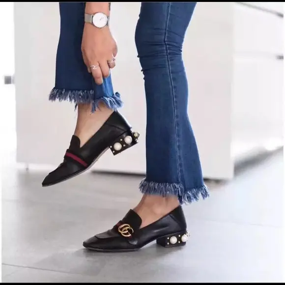 Giày Gucci Pulsestud Women's Mid Heel Loafers 423559 DKHC0 1061 - Ảnh 4