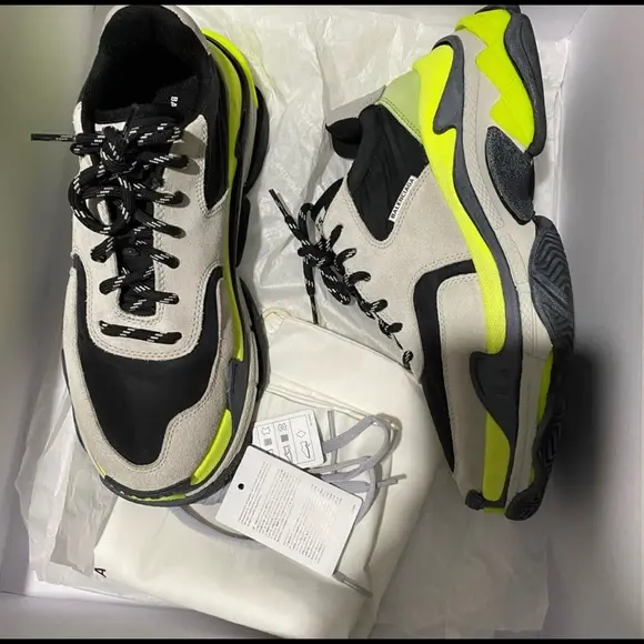 Giày Balenciaga Triple S Trainer Grey Yellow Fluo 524039 W09OH 1293 - Ảnh 4