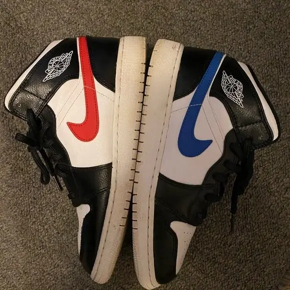 Giày Nike Air Jordan 1 Retro Mid GS 'Multi-Color Swoosh' 554725-052 - Ảnh 4