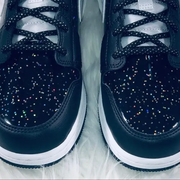 Giày Nike Air Jordan 1 Mid SE GS 'Black Glitter' AV5174-001 - Ảnh 4