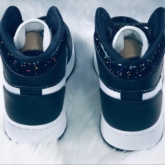 Giày Nike Air Jordan 1 Mid SE GS 'Black Glitter' AV5174-001 - Ảnh 7