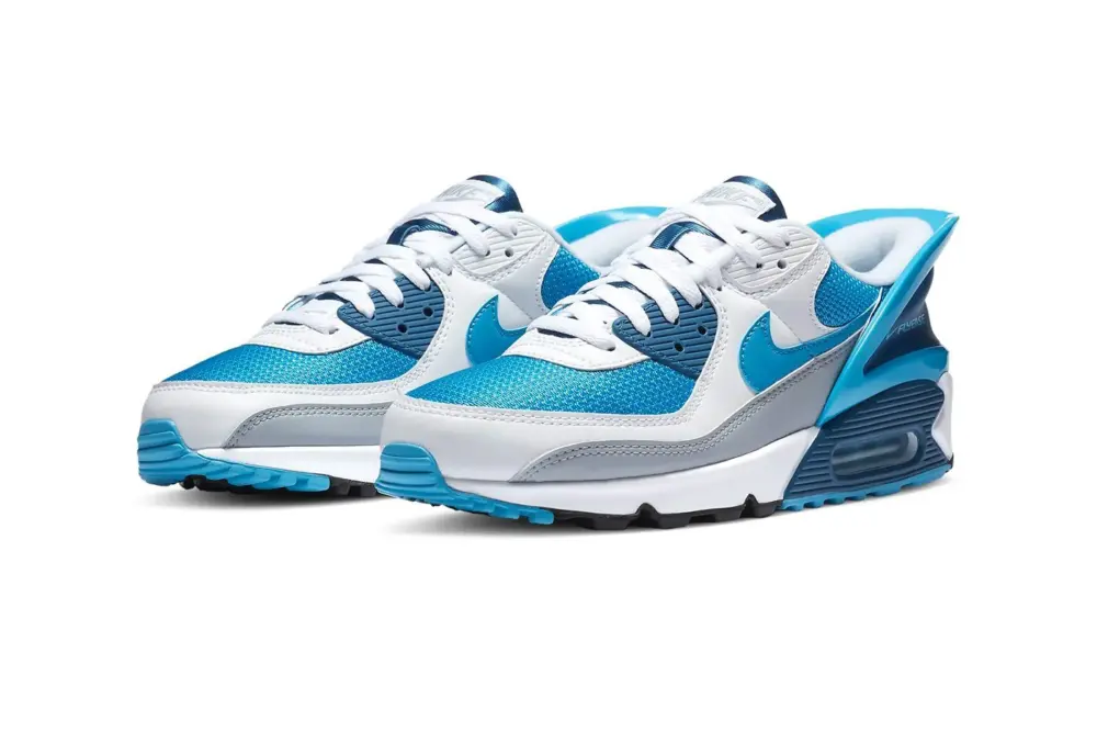 Alternative view of Giày Nike Air Max 90 FlyEase GS 'White Industrial Blue' CV0526-103