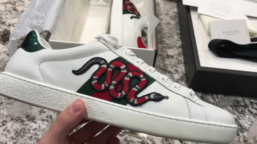 Giày Gucci Ace Embroidered 'Snake' 456230-02JP0-9064 - Ảnh 4
