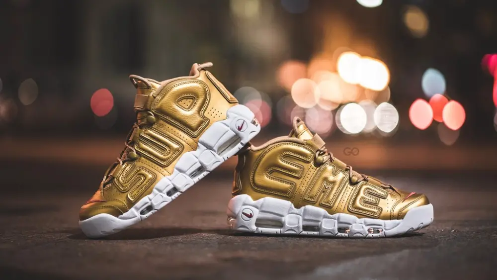 Giày Nike Supreme x Air More Uptempo 'Metallic Gold' 902290-700 - Ảnh 5