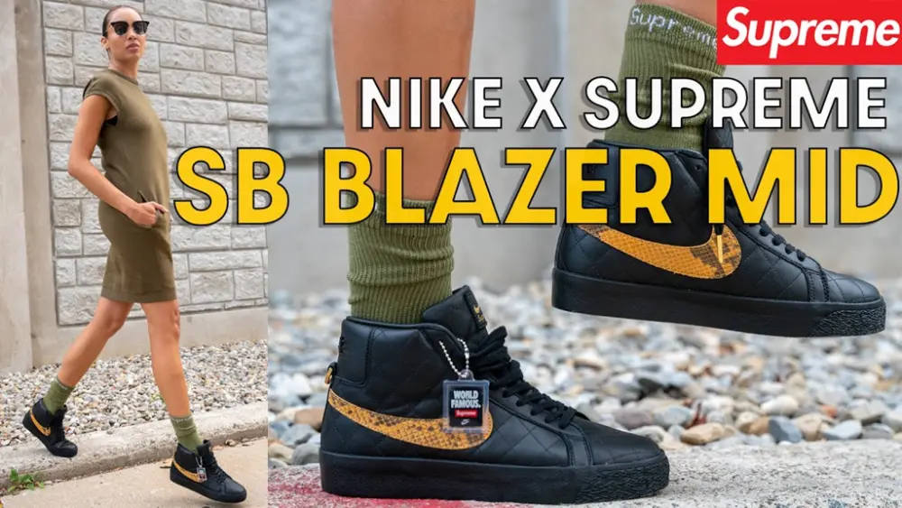 Giày Nike Supreme x Zoom Blazer Mid QS SB 'Black Snakeskin' DV5078-001 - Ảnh 3