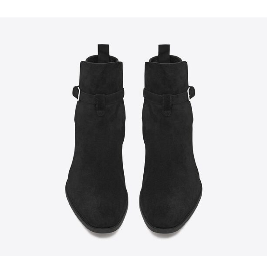 Giày Saint Laurent Wyatt Jodhpur Boots In Suede 'Black' 498372BT3001000 - Ảnh 2