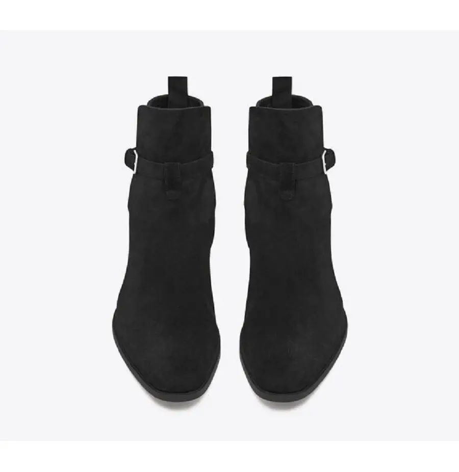 Alternative view of Giày Saint Laurent Wyatt Jodhpur Boots In Suede 'Black' 498372BT3001000