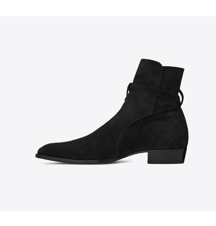 Giày Saint Laurent Wyatt Jodhpur Boots In Suede 'Black' 498372BT3001000 - Ảnh 3