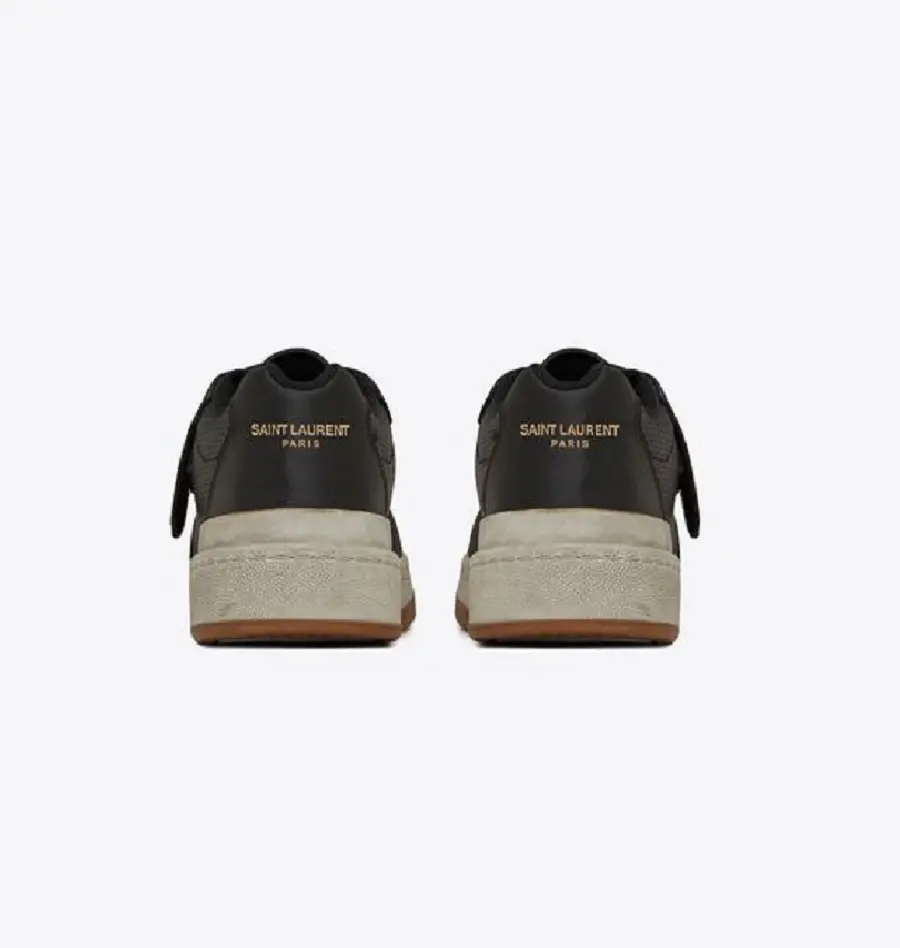 Giày Saint Laurent Sl24 Sneakers In Used Look Leather 'Black' 60254604L101000 - Ảnh 3